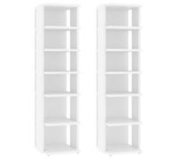 Helloshop26 Scarpiera Range Scarpe, Archivio Ingresso Corridoio Soggiorno, Set di 2 27,5 x 27 x 102 cm, Legno Ingegneria Bianco 02_0022124