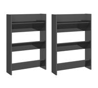 Helloshop26 Scarpiera Range Scarpiera Armadietto per ingresso corridoio soggiorno da parete Set di 2 lucidi 60 x 18 x 90 cm, grigio 02_0022144