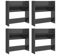 Helloshop26 Scarpiera Range Scarpiera Armadietto per ingresso corridoio soggiorno da parete Set di 4 lucidi 60 x 18 x 60 cm, grigio 02_0022153