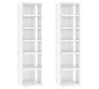 Helloshop26 Scarpiera Range Scarpiera Armadietto per ingresso corridoio, soggiorno, set di 2 lucidi, 27,5 x 27 x 102 cm, bianco 02_0022126