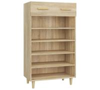 Helloshop26 Scarpiera scandinava Minimalista 60 x 35 x 105 cm Stoccaggio ottimizzato Atmosfera accogliente in legno di ingegneria rovere Sonoma 02_0048041