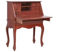 Helloshop26 Scrivania - Tavolo da lavoro per computer, studio segretario, 78 x 42 x 103 cm, legno di mogano massiccio, colore: Marrone 02_0023935