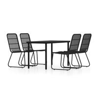 Helloshop26 Set da pranzo da giardino 5 pezzi nero 02_0013853