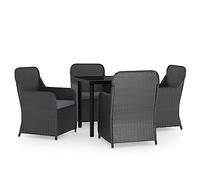 Helloshop26 Set da pranzo da giardino per mobili da esterno con cuscini 5 pezzi nero 02_0014160