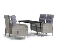 Helloshop26 Set da pranzo da giardino per mobili da esterno e cuscini 5 pezzi grigio/nero 02_0014192