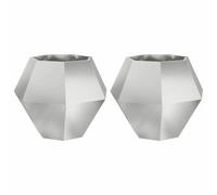 Helloshop26 Set di 2 fioriere rettangolari eleganti per esterni, 75 x 75 x 60 cm, in acciaio zincato, argento 02_0053115