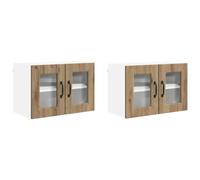 Helloshop26 Set di 2 pensili da cucina moderna con 4 ripiani 60 x 31 x 40 cm in legno di ingegneria rovere artigianale 02_0054328