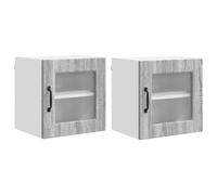 Helloshop26 Set di 2 pensili da cucina moderni con 2 ripiani, 40 x 31 x 40 cm, in legno di ingegneria, grigio Sonoma 02_0054194