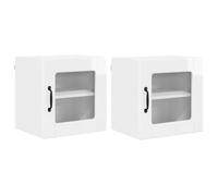 Helloshop26 Set di 2 pensili da cucina moderni con 2 ripiani pratici 40 x 31 x 40 cm, in legno di ingegneria, bianco 02_0054190