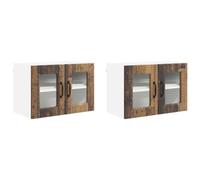 Helloshop26 Set di 2 pensili da cucina moderni con 4 ripiani, 60 x 31 x 40 cm, in legno di ingegneria, legno antico 02_0054326