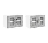 Helloshop26 Set di 2 pensili da cucina moderni con 4 ripiani, 60 x 31 x 40 cm, in legno di ingegneria, grigio cemento 02_0054316