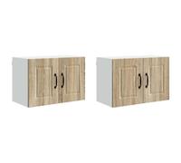 Helloshop26 Set di 2 pensili da cucina moderni con 4 ripiani, 60 x 31 x 40 cm, in legno di ingegneria, rovere Sonoma 02_0054265