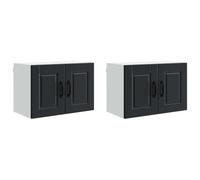 Helloshop26 Set di 2 pensili da cucina moderni con 4 ripiani, 60 x 31 x 40 cm, in legno di ingegneria, colore: nero 02_0054263