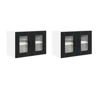 Helloshop26 Set di 2 pensili da cucina moderni con 4 ripiani, 60 x 31 x 40 cm, in legno di ingegneria, colore: nero 02_0054312