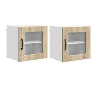 Helloshop26 Set di 2 pensili da cucina moderni con ripiani, 40 x 31 x 40 cm, in legno di ingegneria, rovere Sonoma 02_0054186