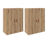 Helloshop26 Set di 2 pensili moderni 69,5 x 34 x 90 cm con ampio spazio di archiviazione design pulito in legno di ingegneria, rovere artigianale 02_0056062