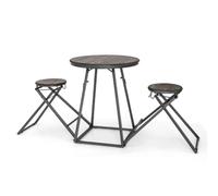 Helloshop26 Set di 3 tavolini alti rotondi pieghevoli, 206,5 x 77,5 x 90 cm, per 2 persone, moderno e industriale, in metallo, grigio, 20_0019646