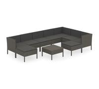 Helloshop26 Set di mobili da giardino 10 pezzi con cuscini in resina intrecciata grigio 02_0015140