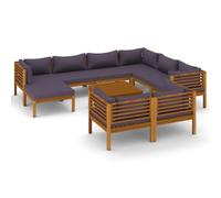 Helloshop26 Set di mobili da giardino 10 pezzi con cuscino in legno di acacia solido 02_0014960