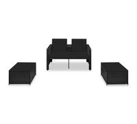 Helloshop26 Set di mobili da giardino 3 pezzi con cuscini in resina intrecciata nera 02_0016010