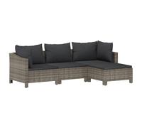 Helloshop26 Set di mobili da giardino 4 pezzi con cuscini in resina intrecciata grigio 02_0016142