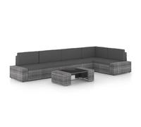 Helloshop26 Set di mobili da giardino 6 pezzi con cuscini in resina intrecciata grigio 02_0016806
