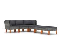 Helloshop26 Set di mobili da giardino 6 pezzi con cuscini in resina intrecciata grigio 02_0016858