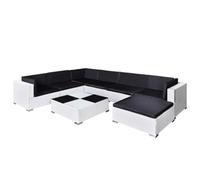 Helloshop26 Set di mobili da giardino 8 pezzi con cuscini in resina intrecciata bianco 02_0017670