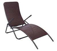 Helloshop26 Transat - Sedia a sdraio da giardino, terrazzo, mobile da esterno, 61 x 147 x 95 cm, pieghevole in rattan sintetico marrone 02_0012883