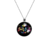 Helloween Pumkins 2_189 - Collana unisex con ciondolo rotondo con design stampato, gioiello da indossare tutti i giorni per uomini e donne, catena in acciaio inossidabile, accessorio alla moda regalo