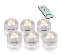 hellum 523072 - Set di 6 luci a LED con telecomando, diametro di 3 cm, IP 68 LED, con telecomando, funzionamento a batteria (non inclusa), illuminazione per piscina