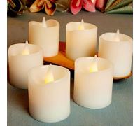 Hellum 6 candele a LED in vera cera, diametro 5 x 5 cm, funzionamento a batteria (6 x CR2032, incluse), per interni, decorazioni natalizie, candele di cera con LED bianco caldo 152760