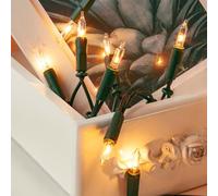Hellum 831115 ghirlande di luci per interni, ghirlanda di Natale, 10 ghirlanda candela calda chiara, lunghezza illuminata 1,35m, colore cavo verde, 831115