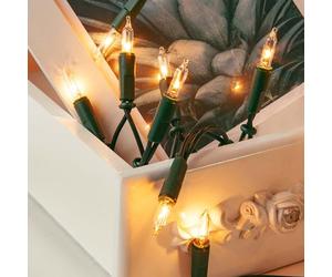 Hellum 831115 ghirlande di luci per interni, ghirlanda di Natale, 10 ghirlanda candela calda chiara, lunghezza illuminata 1,35m, colore cavo verde, 831115