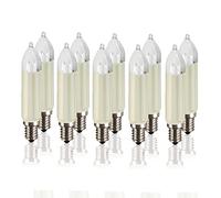 Hellum 905014 Candela di ricambio per fiabe con 15 bruciatori/illuminazione interna ed esterna/bianco caldo/avorio/base E14 / 16 V / 7 W / 10 pezzi