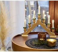 hellum Arco natalizio 39,5 x 35 cm, arco luminoso natalizio con corrente e interruttore, con 7 candele a filamento (+2 di ricambio), illuminazione finestra Natale per interni, 873207