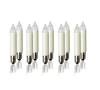 hellum Candele di ricambio, 12 V, 3 W, per catene luminose e arco, 10 candele E10 (diametro 10 mm), adatte per 20 punti di combustione, 22 lumen, per interni ed esterni 933048