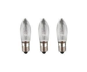 Hellum Candele di ricambio per filamenti da 48 V 3 W per ghirlande luminose e archi, 3 candele a striature E10 (10 mm di diametro), adatte per 5 bruciatori, 15 lumen, per interni 915136