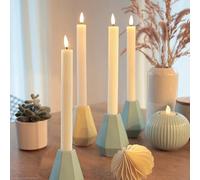 hellum candele LED a bastoncino, 4 pezzi candele LED con timer crema, a fiamma tremolante, con telecomando, funzione timer batteria 24,5 x 2,2cm 525236