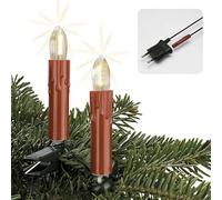 Hellum catena LED filamento con gocce cera, Made in Germany, catena candele scanalate con clip, 30 luci, lunghezza 20,3 m, bianco caldo, stelo rosso, interno, spina separabile <59 lm 814071
