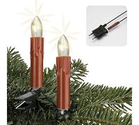 Hellum catena luci albero Natale gocce cera, Made in Germany, candela clip, 20 luci, lunghezza 13,3 m, bianco caldo, fusto rosso, per interni, spina divisibile, non LED <59 lm 814033