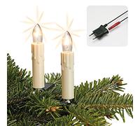 Hellum catena luci gocce cera, Made in Germany, candele scanalate clip, 20 luci, lunghezza 13,3 m, bianco caldo, fusto avorio, per interni, spina divisibile, non LED <59 lm 812077