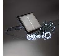 hellum Catena luminosa a LED per esterni, a energia solare, 100 LED, luce bianca fredda su lunghezza 11,88 m e cavo di alimentazione 5 m, per esterni, resistente alle intemperie, a scelta con effetto