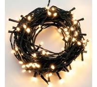 Hellum Catena luminosa a LED per esterni, con 400 LED, luce bianca calda, con funzione timer, catena luminosa per esterni, 49,9 m, con trasformatore esterno, cavo verde <59 lm 577204