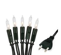 Hellum catena luminosa da interno alimentata a corrente, mini catena luminosa 100 lampadine luci chiare calde, lunghezza illuminata 14,85 m, cavo verde 100 luci con spina per Natale <59 lumen 839012