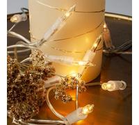 Hellum Catena luminosa interna per albero di Natale con 10 luci bianche calde, decorazione natalizia moderna con cavo trasparente e spina da 1,35 m, illuminazione per albero di Natale 831191