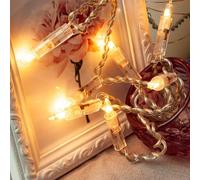 Hellum catena luminosa interno con 10 luci bianco caldo, decorazione moderna con cavo trasparente e interruttore 1,355 m, soggiorno, illuminazione albero Natale, decorazione natalizia <59 lm 831160