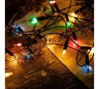 Hellum catena luminosa interno con 20 luci colorate, catene luminose, luci albero di natale, illuminate 2,85m, cavo verde, lucine decorative, lampadine colorate <59lm 832075