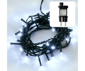 Hellum Catena Luminosa LED per Esterno o Interno I con Timer I Catena Luminosa a Luce Bianca Fredda alimentata a corrente con 40 LED I Cavo Verde <59 lm 151213