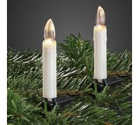 Hellum Catena luminosa Natale 20 LED bianco caldo, candele avorio con goccia, 5,7 m illuminate, cavo verde, LED da interno, luminosità <59 lumen 560305